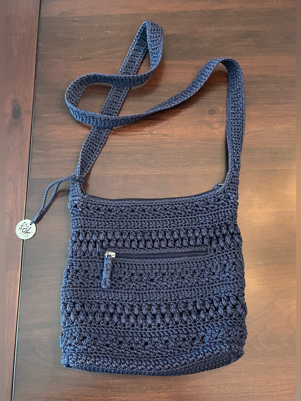 The Sak navy crochet crossbody